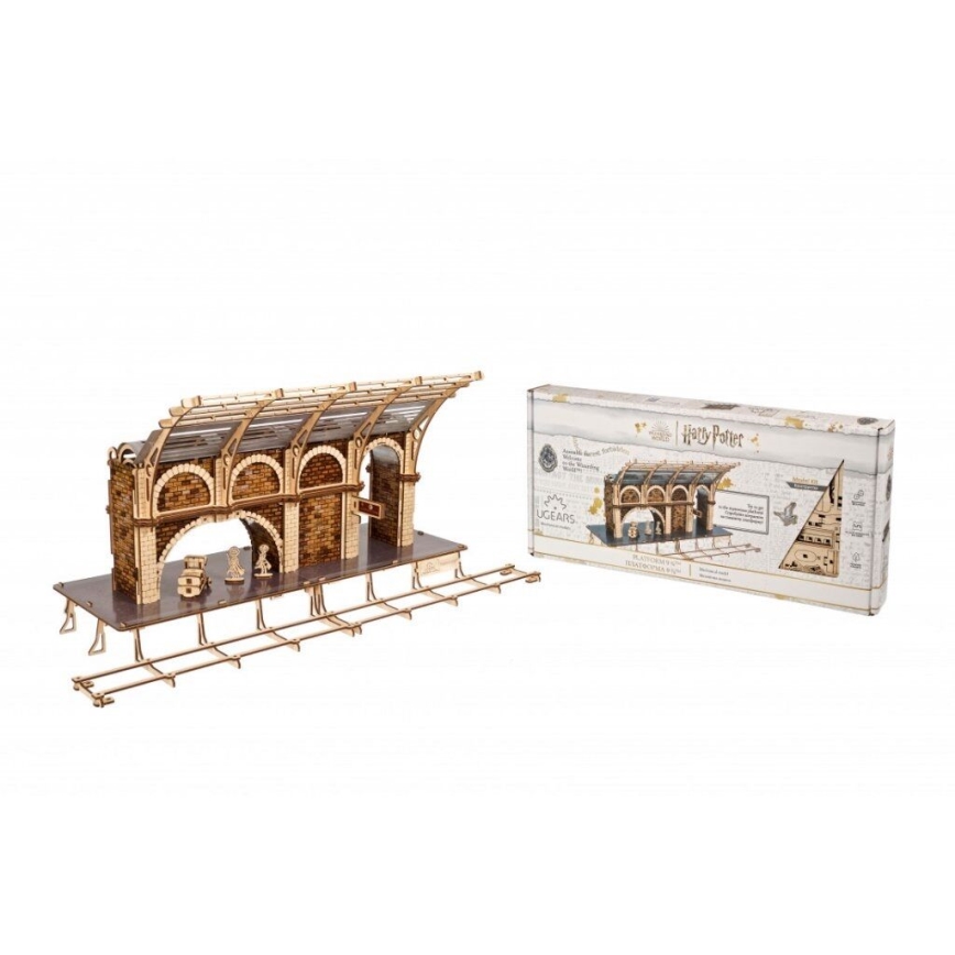 Ugears - 3D medinė mechaninė dėlionė Harry Potter traukinio platforma