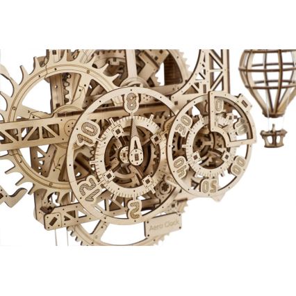 Ugears - 3D medinė mechaninė dėlionė Sieninis laikrodis Aero