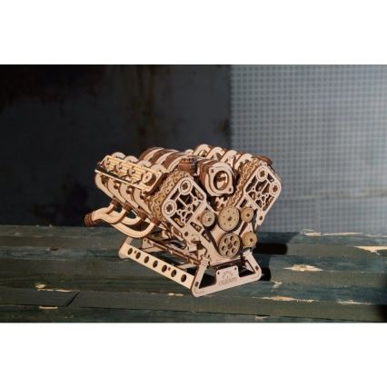 Ugears - 3D medinė mechaninė dėlionė V8 variklis