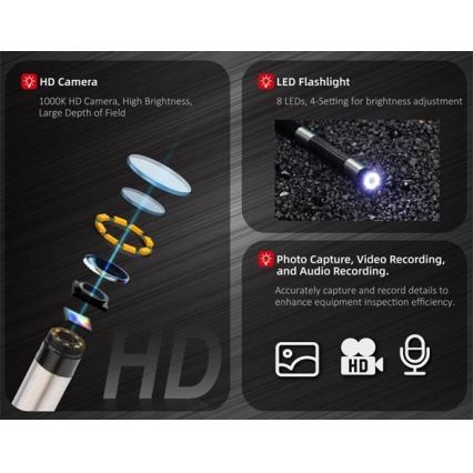 Uni-T - Boroskopas 3,7 V 3000 mAh IP67 3 m