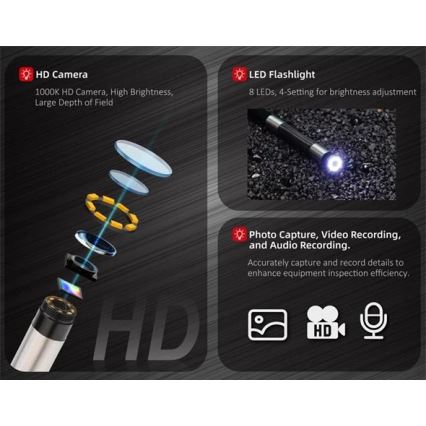 Uni-T - Boroskopas 3,7V 3000 mAh IP67 1m