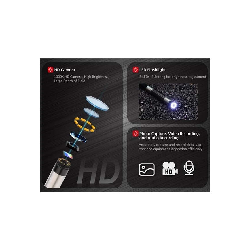 Uni-T - Boroskopas 3,7V 3000 mAh IP67 1m