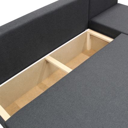 Universali L formos išskleidžiama kampinė sofa su talpia daiktadėže ALMEIDA antracitas