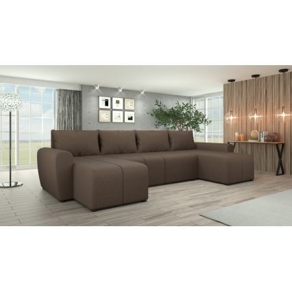 Universali apmušta U formos išskleidžiama kampinė sofa NEWPORT ruda