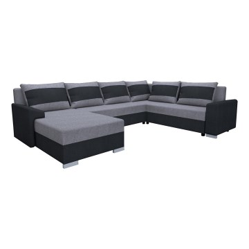 Universali išskleidžiama kampinė sofa OXFORD, juoda/pilka, su apmušalais