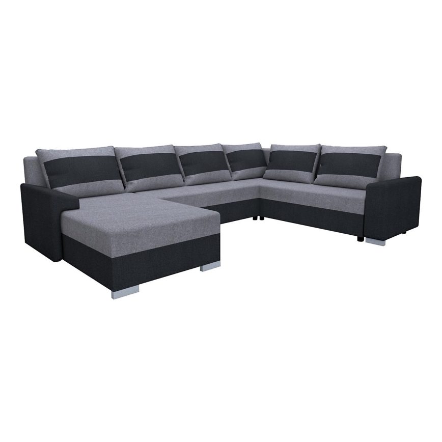 Universali išskleidžiama kampinė sofa OXFORD, juoda/pilka, su apmušalais
