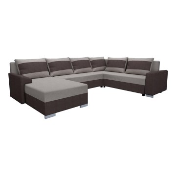 Universali išskleidžiama kampinė sofa OXFORD, rudos/taupe spalvos, su apmušalais