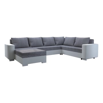 Universali išskleidžiama kampinė sofa YORK, balta/pilka, su apmušalais