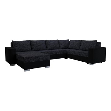 Universali išskleidžiama kampinė sofa YORK, juoda/antracito spalvos, su apmušalais
