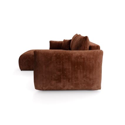 Universali išskleidžiama L formos kampinė sofa su daiktų laikymo vieta FRIDA, ruda