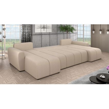 Universali išskleidžiama kampinė sofa NEWPORT, apmušta, smėlio spalvos