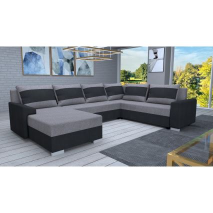 Universali išskleidžiama kampinė sofa OXFORD, juoda/pilka, su apmušalais