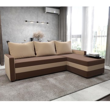 Universali kampinė išskleidžiama minkšta BRISTOL sofa, rudos/kreminės spalvos