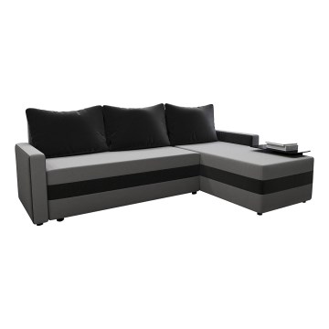Universali kampinė išskleidžiama sofa BRISTOL, apmušta, pilka/juoda