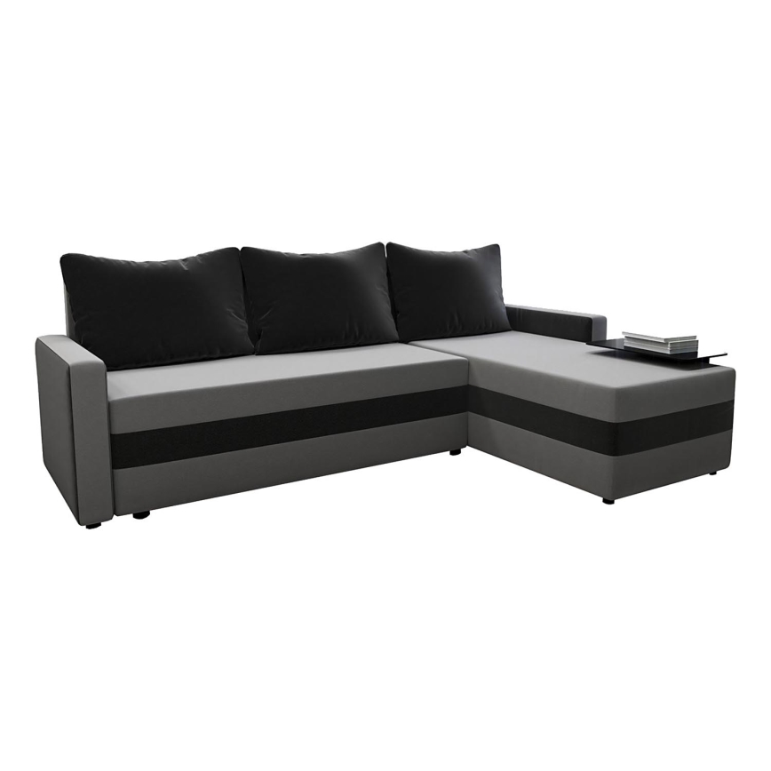 Universali kampinė išskleidžiama sofa BRISTOL, apmušta, pilka/juoda