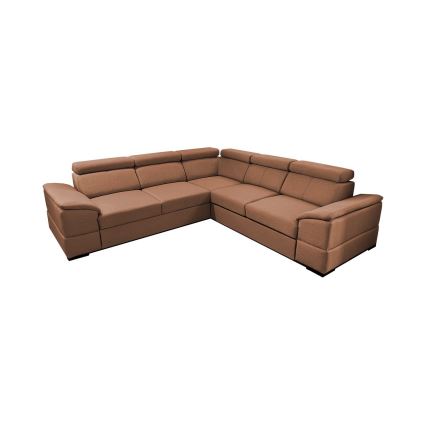 Universali kampinė išskleidžiama sofa su talpia daiktų saugykla GRANADA, rudos spalvos