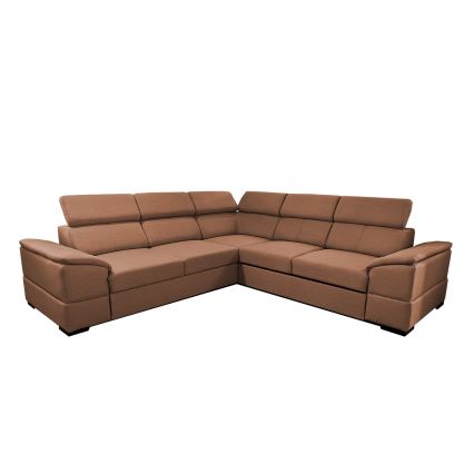 Universali kampinė išskleidžiama sofa su talpia daiktų saugykla GRANADA, rudos spalvos
