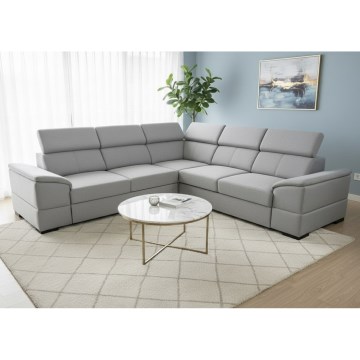 Universali kampinė išskleidžiama sofa-lova su patalynės dėže GRANADA pilka