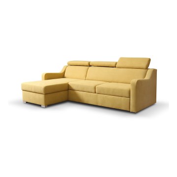 Universali kampinė išskleidžiama sofa su daiktadėže PORTO geltona