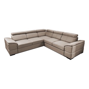 Universali kampinė išskleidžiama sofa su talpia daiktadėže GRANADA smėlio spalvos