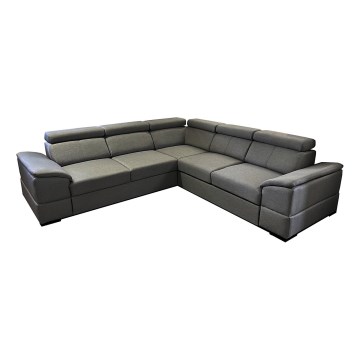 Universali kampinė išskleidžiama sofa‑lova su sandėliavimo vieta GRANADA tamsiai pilka