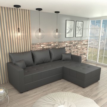 Universali L formos kampinė išlankstoma sofa-lova DUBLIN, pilka