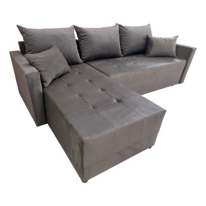 Universali L formos kampinė išlankstoma sofa-lova DUBLIN, pilka