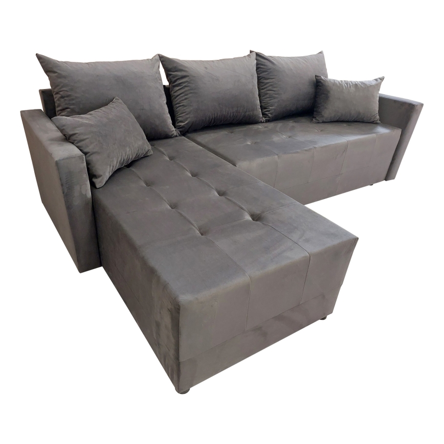 Universali L formos kampinė išlankstoma sofa-lova DUBLIN, pilka