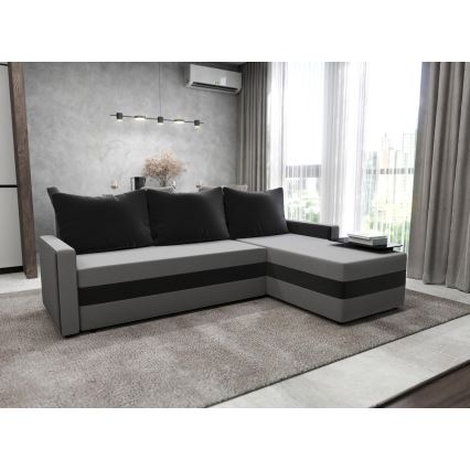 Universali kampinė išskleidžiama sofa BRISTOL, apmušta, pilka/juoda