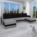 Universali pilnai išskleidžiama kampinė sofa BRISTOL, pilka/juoda