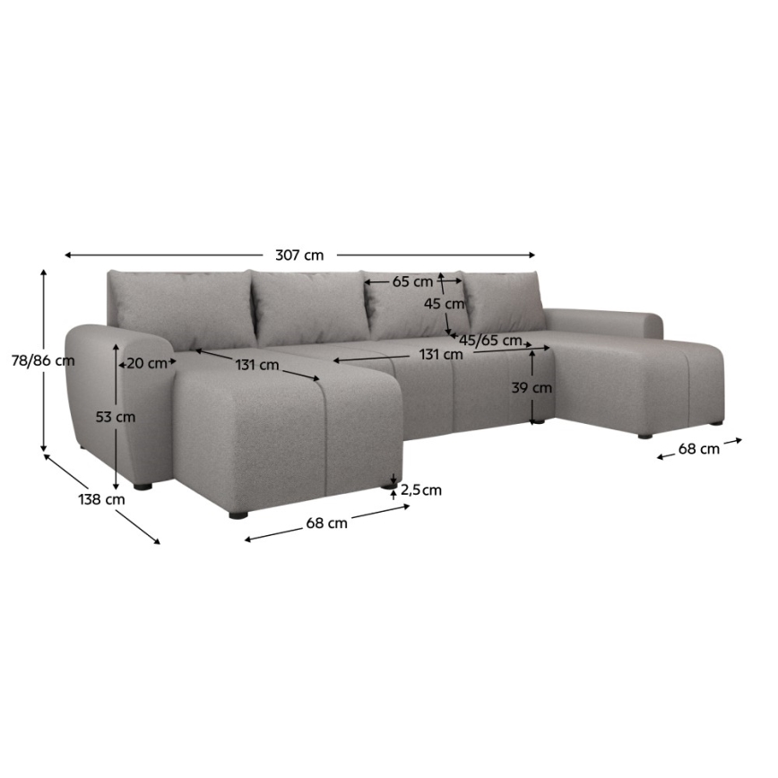 Universali pilnai išskleidžiama kampinė sofa NEWPORT pilka