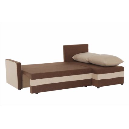Universali kampinė išskleidžiama minkšta BRISTOL sofa, rudos/kreminės spalvos