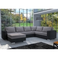 Universali U formos apmušta išskleidžiama kampinė sofa YORK, pilka/juoda