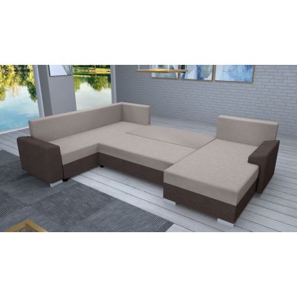Universali išskleidžiama kampinė sofa OXFORD, rudos/taupe spalvos, su apmušalais