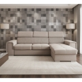 Universalioji L formos kampinė išskleidžiama sofa su talpia daiktadėže SALVADA, smėlinė