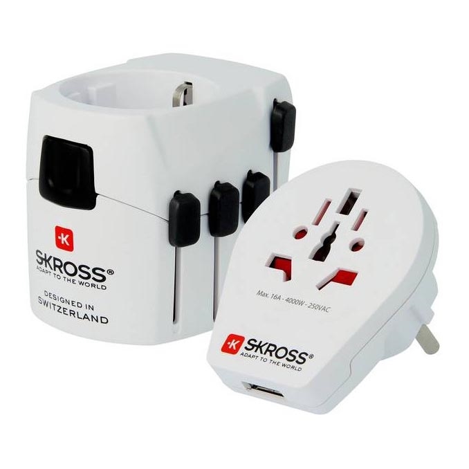 Universalus kelioninis adapteris visam pasauliui 230V + USB jungtis