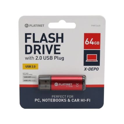 USB atminties įrenginys 64GB raudonas