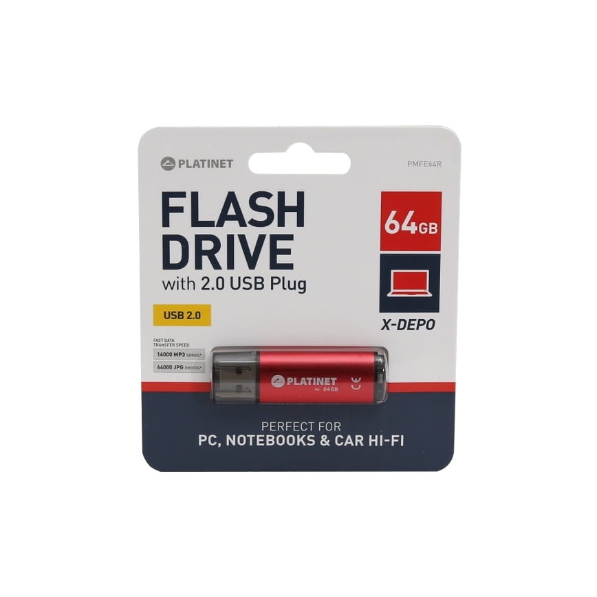 USB atminties įrenginys 64GB raudonas