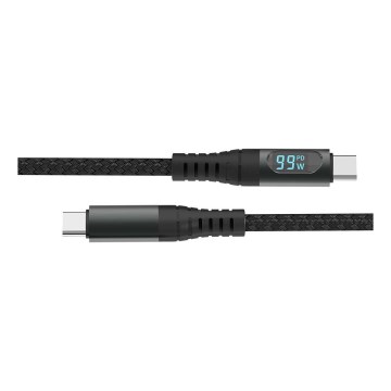 USB-C kabelis su LED ekranu 100W 1m