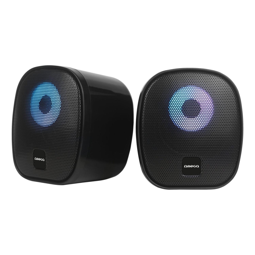 USB Garsiakalbiai Su RGB foninis apšvietimas 2x3W/5V juoda