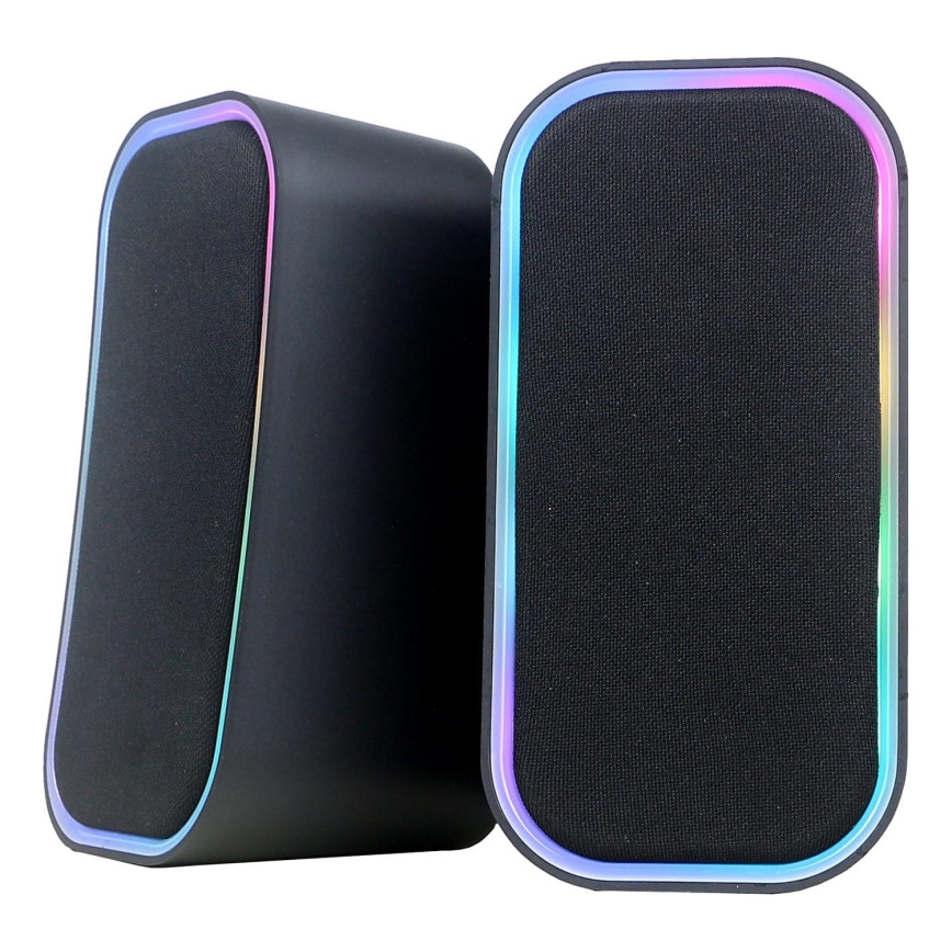USB Garsiakalbiai Su RGB foninis apšvietimas 2x3W/5V juoda
