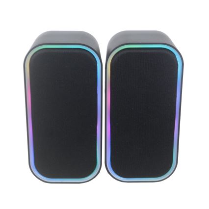 USB Garsiakalbiai Su RGB foninis apšvietimas 2x3W/5V juoda