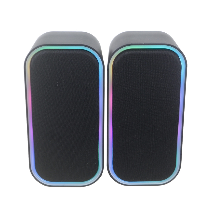 USB Garsiakalbiai Su RGB foninis apšvietimas 2x3W/5V juoda