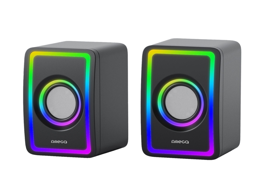 USB Garsiakalbiai Su RGB foninis apšvietimas 2x3W/5V juoda