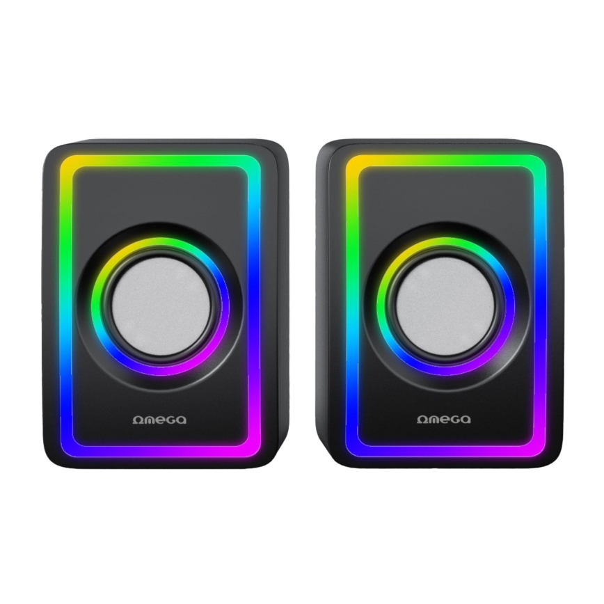 USB Garsiakalbiai Su RGB foninis apšvietimas 2x3W/5V juoda