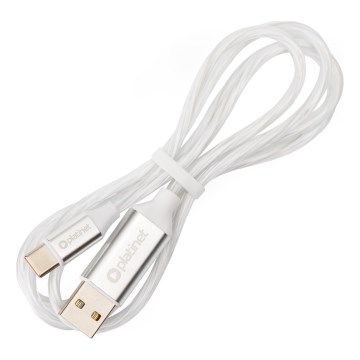 USB laidas USB-A / USB-C jungtis su LED foninis apšvietimas 18W 1m balta