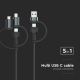 USB / USB Lightning / MicroUSB / USB-C 1,2m juodas