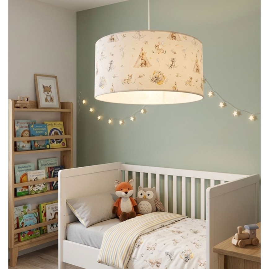 Vaikiška liustra KIDS ROOM 1xE27/60W/230V, skersmuo 40 cm, su gyvūnėlių motyvais
