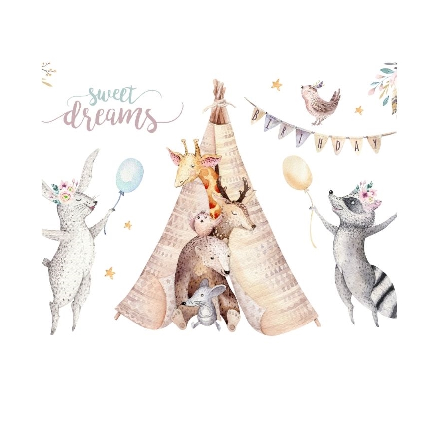 Vaikiška liustra KIDS ROOM 1xE27/60W/230V, skersmuo 40 cm, su gyvūnėlių motyvais