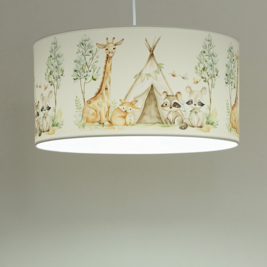 Vaikiška liustra KIDS ROOM 1xE27/60W/230V, skersmuo 40 cm, su gyvūnėlių motyvais